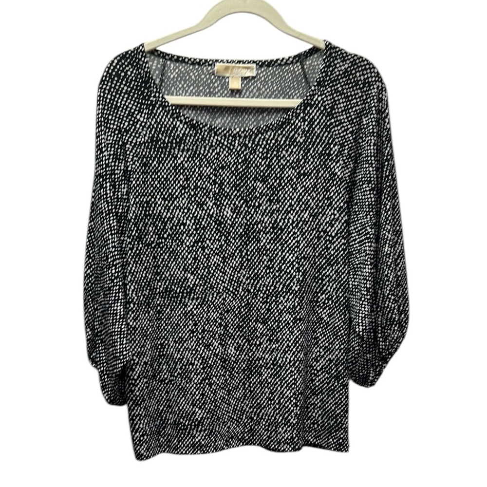 Michael Kors Black and White Puffy Sleeve Blouse